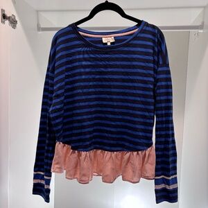 Anthropologie Deletta Top Women's Medium Cotton Striped blue black pink